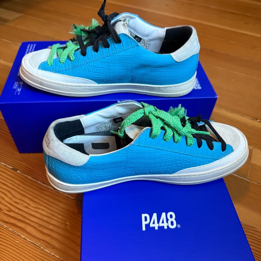 P448 Jane Blue Suede Low Top Sneakers EU 40 US 9-9.5 - Picture 6 of 12
